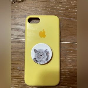 Apple Silicone Phone Case with Cat PopSocket